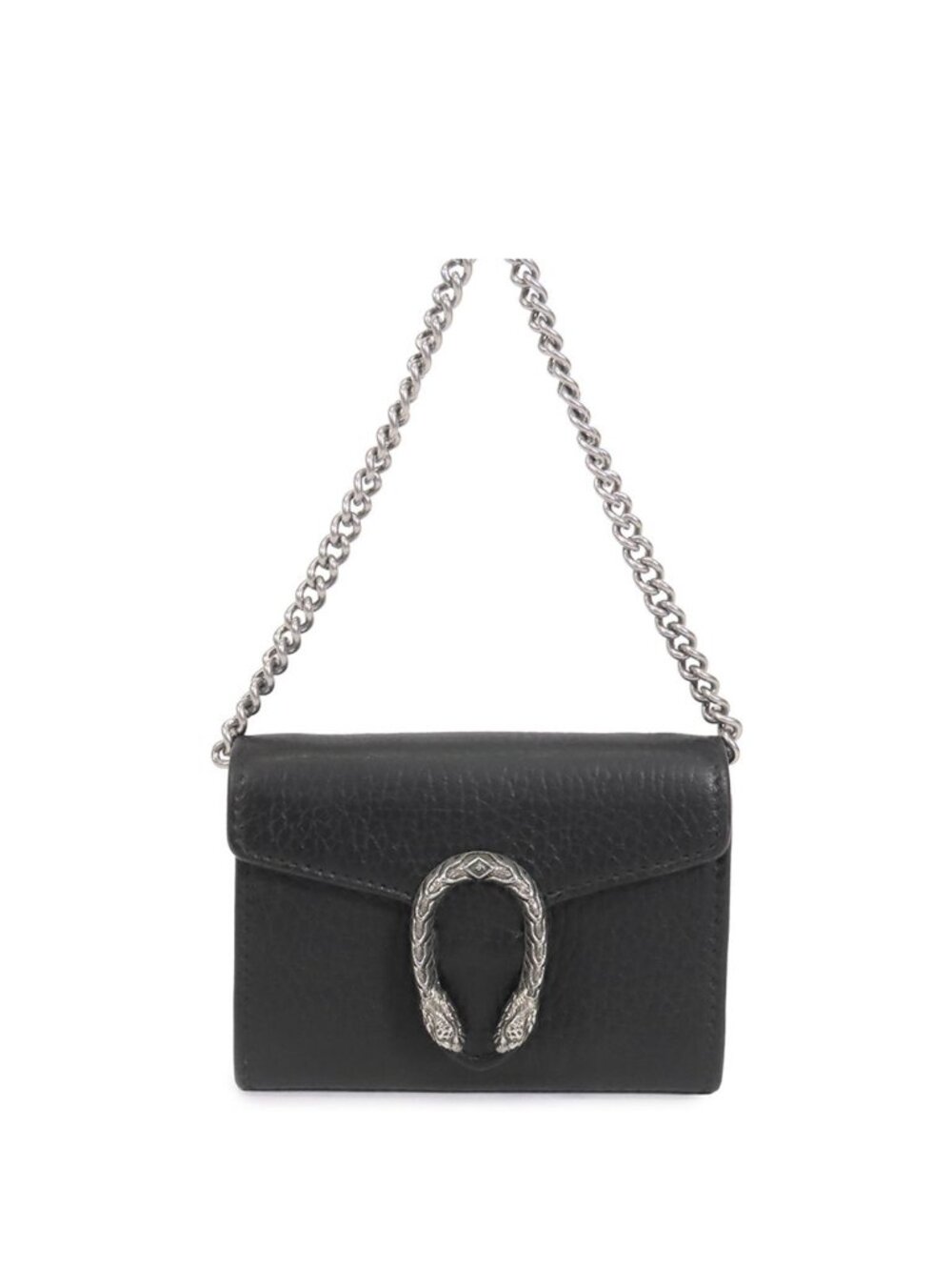 Gucci Dionysus Chain Coin Purse Black Leather Wallet